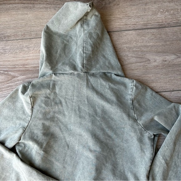 Keysha Washed Cotton Open Front  Hooded Jersey Sweatshirt Made in Italy - Picture 14 of 15